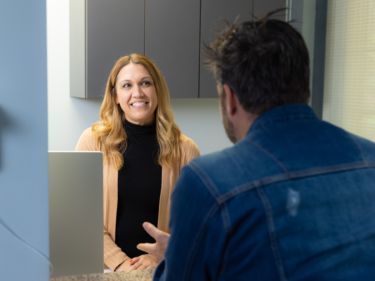 therapist with a patient discussing esketamine depression treatment